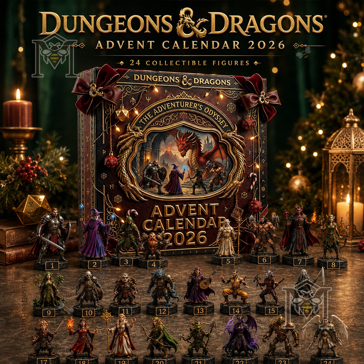 Dungeons & Dragons Advent Calendar 2026 Advent Calendar - front view with 24 numbered figures