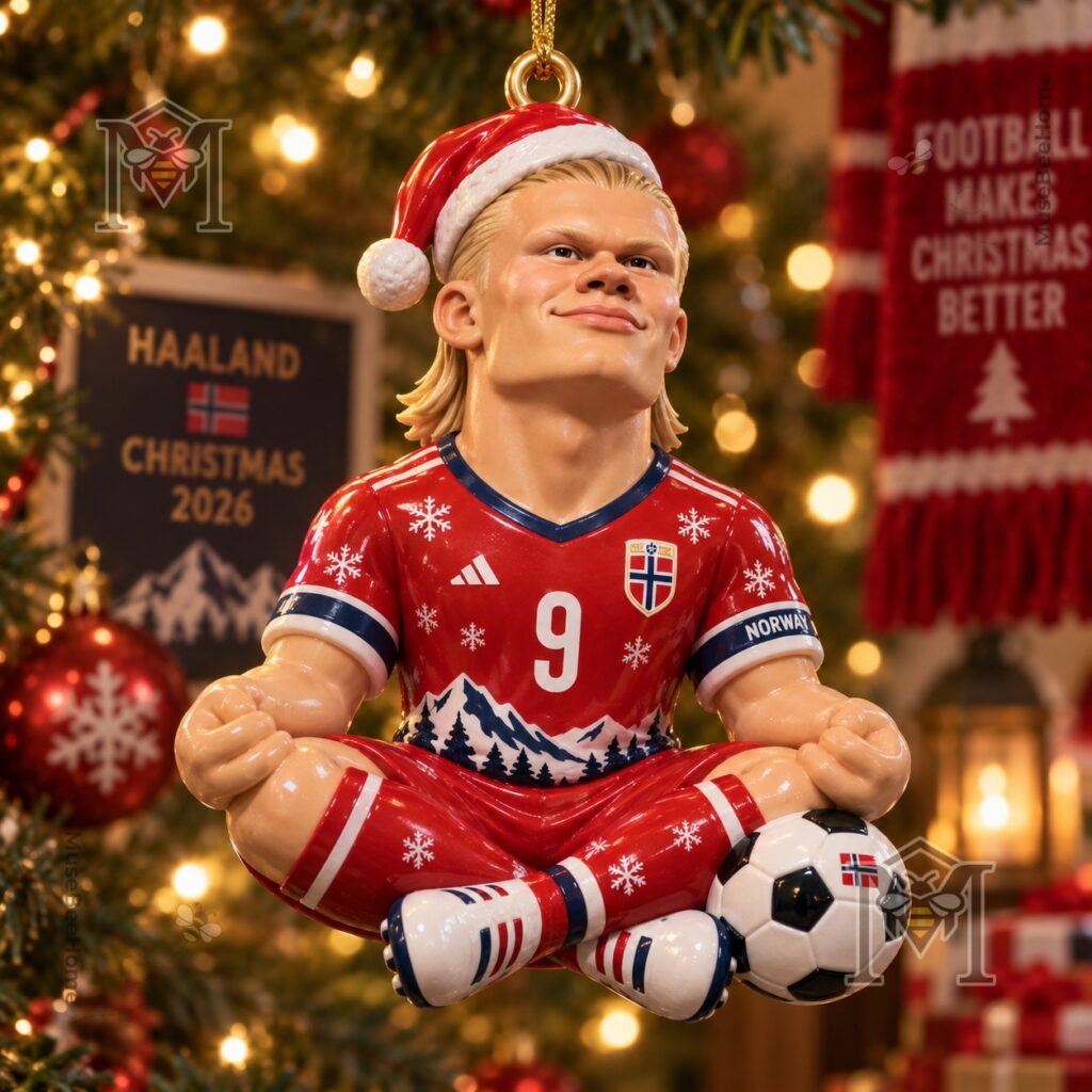 Erling Haaland Christmas 2026 Ornament - right figurine detail