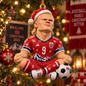 Erling Haaland Christmas 2026 Ornament - right figurine detail
