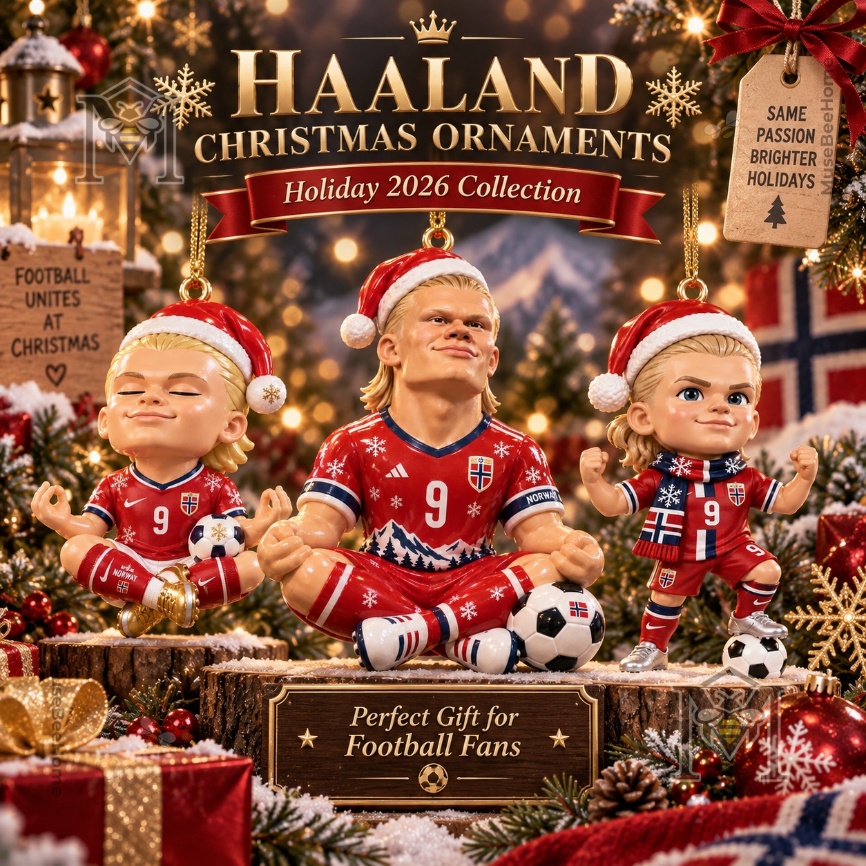 Erling Haaland Christmas 2026 Ornament - full front display