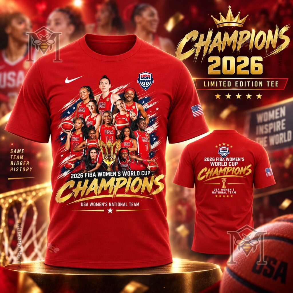 FIBA Women's World Cup 2026 Champions T-Shirt - front and back views