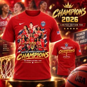FIBA Women's World Cup 2026 Champions T-Shirt - front and back views