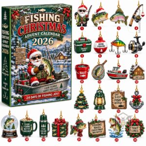 Fishing Christmas 2026 Advent Calendar - side panel showing fishing Christmas lettering