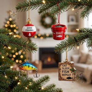 Fishing Christmas 2026 Advent Calendar - full display with decorated calendar box