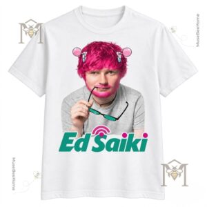 Funny Ed Sheeran Ed Saiki Anime Parody T-Shirt - front view with portrait and Ed Saiki lettering