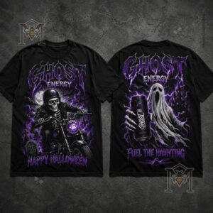 Ghost Energy Skeleton Biker Halloween T-Shirt - photo 2