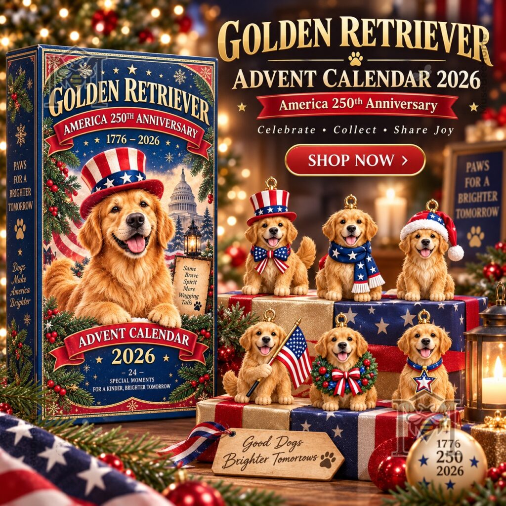Golden Retriever America 250th Anniversary 2026 Advent Calendar – Front box design Golden Retriever America 250th Anniversary 2026 Advent Calendar - front box design