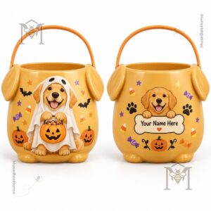 Golden Retriever Trick or Treat Persionalized Candy Bucket - photo 2