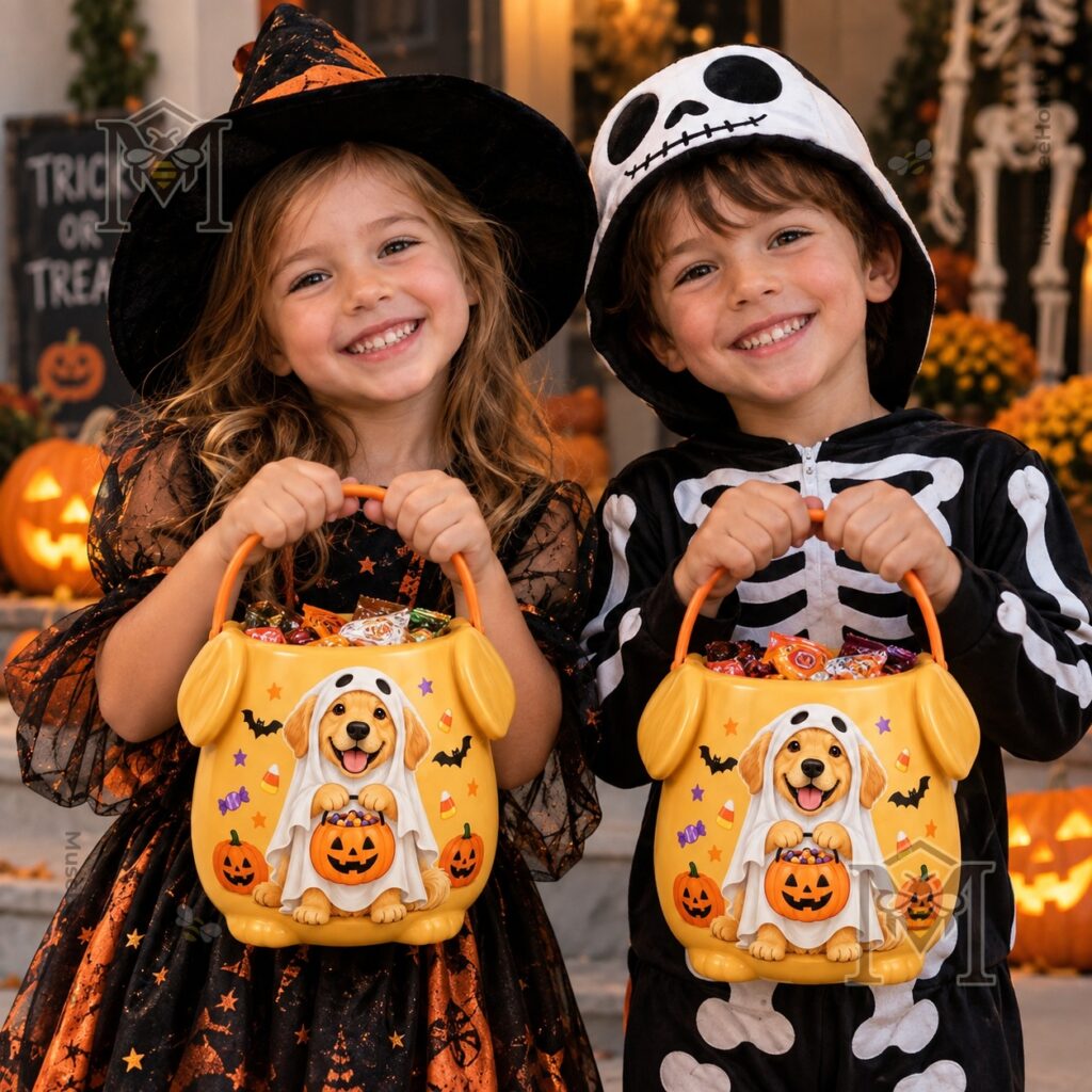 Golden Retriever Trick or Treat Persionalized Candy Bucket - photo 3