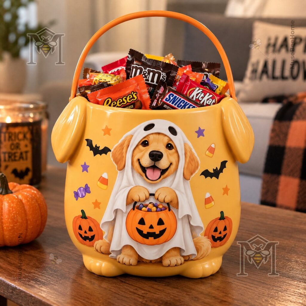 Golden Retriever Trick or Treat Persionalized Candy Bucket - photo 4