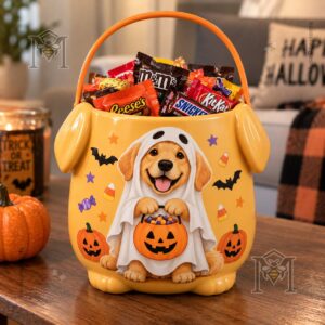 Golden Retriever Trick or Treat Persionalized Candy Bucket - photo 4