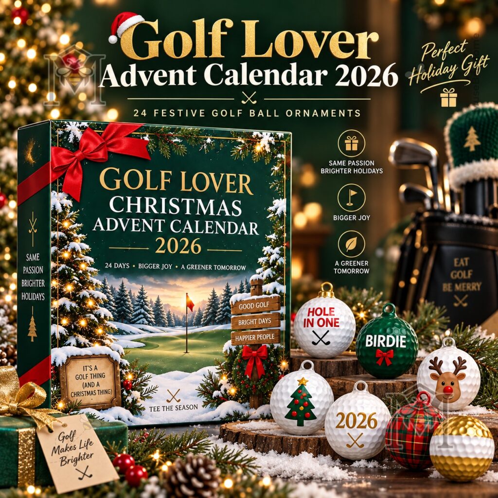 Golf Lover Advent Calendar Christmas 2026 - front box with golf ball ornaments