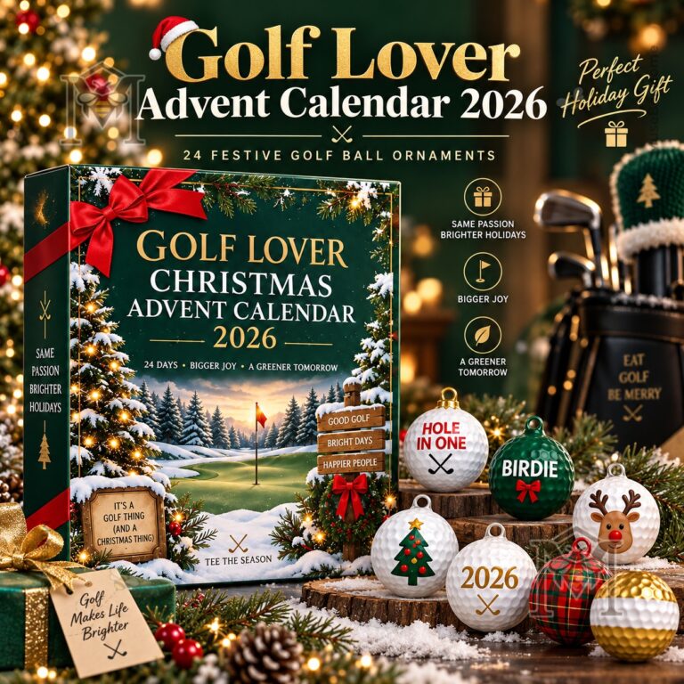 Golf Lover Advent Calendar Christmas 2026 - front box with golf ball ornaments