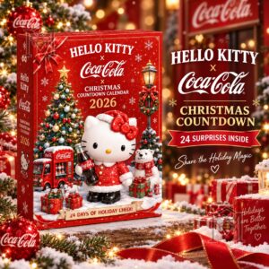 Hello Kitty x Coca-Cola Christmas 2026 Advent Calendar - front and side packaging view