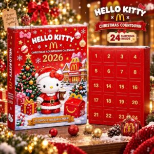 Hello Kitty McDonald's Christmas Countdown 2026 Advent Calendar - front packaging and numbered doors