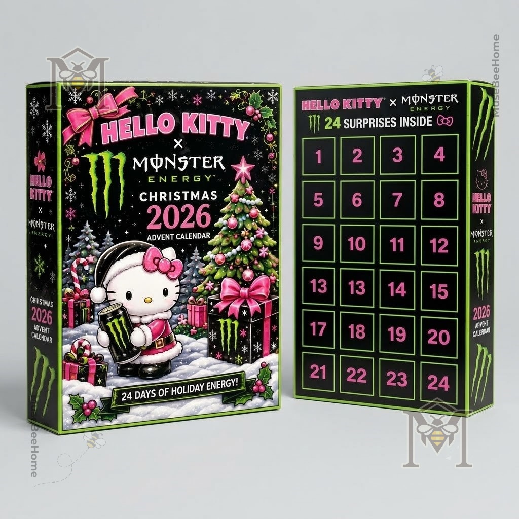 Hello Kitty x Monster Energy Christmas 2026 Advent Calendar - side packaging view