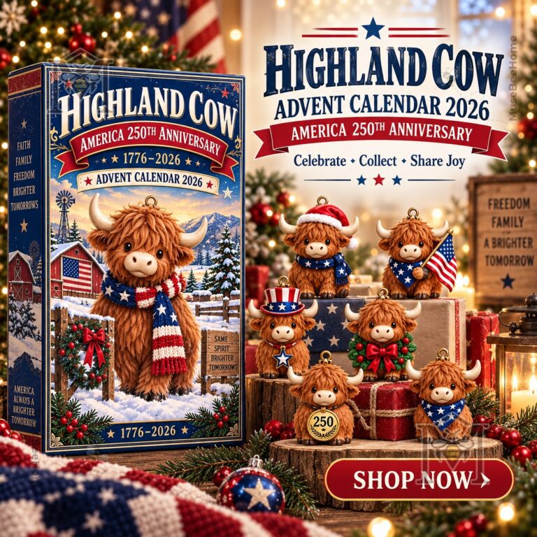 Highland Cow America 250th Anniversary 2026 Advent Calendar - front box and display figures