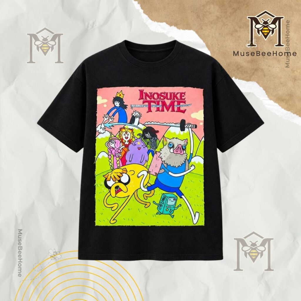 Inosuke Hashibira Demon Slayer x Adventure Time T-Shirt – Front view Inosuke Hashibira Demon Slayer x Adventure Time T-Shirt - front view