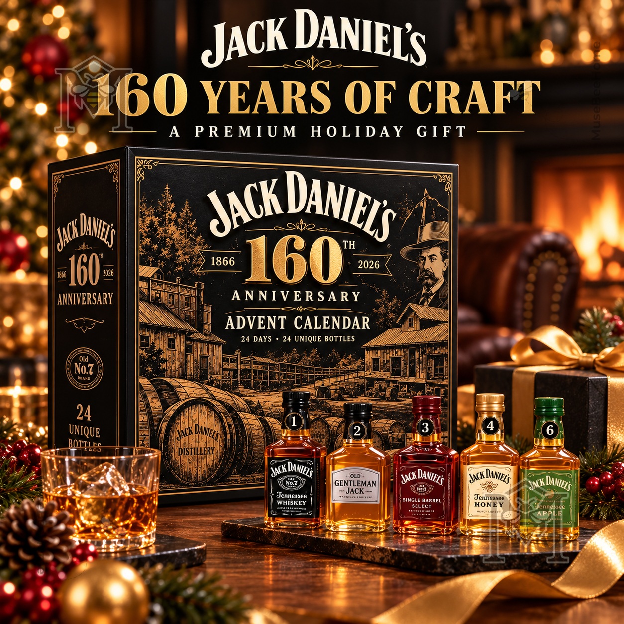 Jack Daniel's 160th Anniversary Advent Calendar - front box with miniature bottles