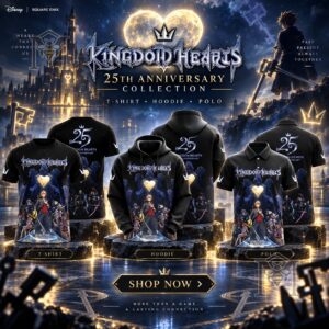Kingdom Hearts 25th Anniversary Collection T-Shirt Polo Hoodie - full apparel collection view