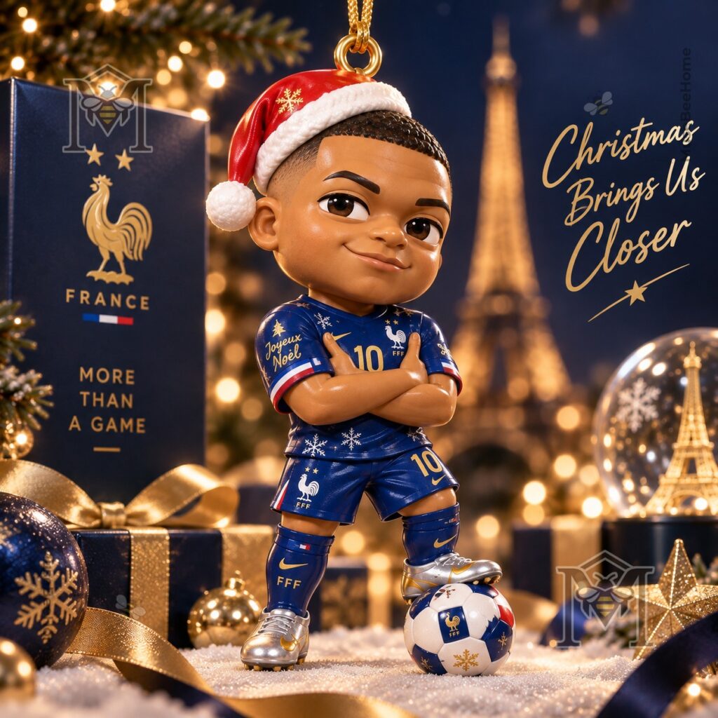Kylian Mbappé Christmas 2026 Ornament - full front view