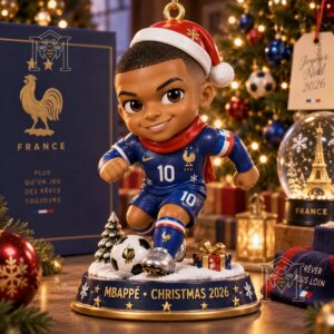 Front detail showing Santa hat, number 10 kit, and football