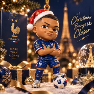 Kylian Mbappé Christmas 2026 Ornament - full front view
