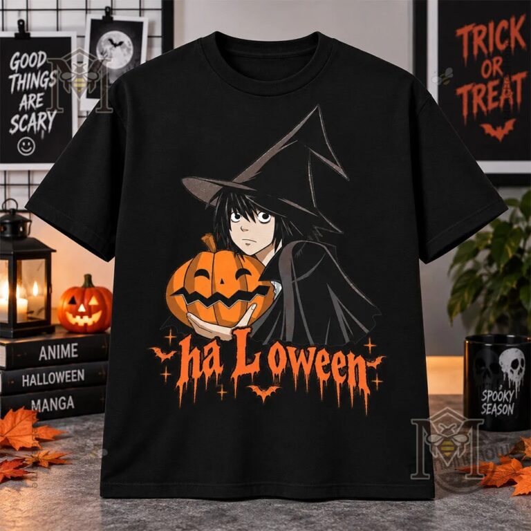 L Lawliet Anime Halloween Pumpkin T-Shirt - photo 2