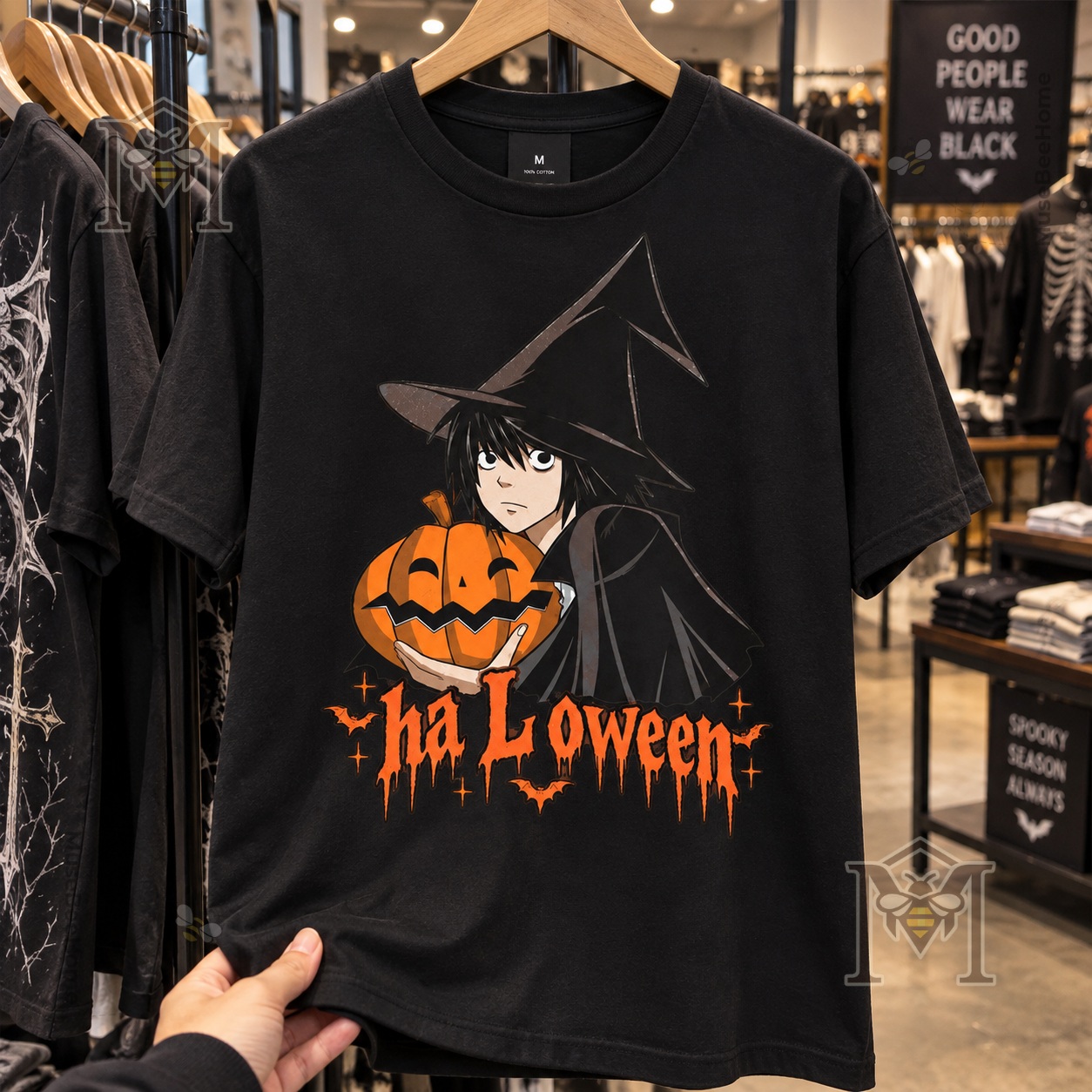 L Lawliet Anime Halloween Pumpkin T-Shirt - photo 3