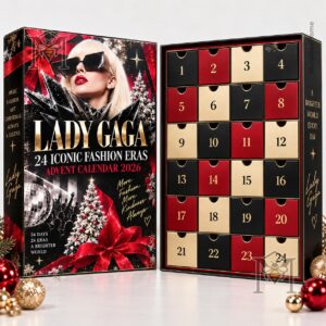 Lady Gaga Advent Calendar 24 Iconic Fashion Eras 2026 - angled box showing side lettering