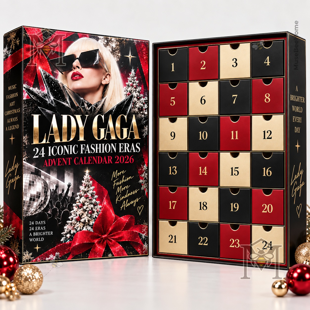 Lady Gaga Advent Calendar 24 Iconic Fashion Eras 2026 - angled box showing side lettering