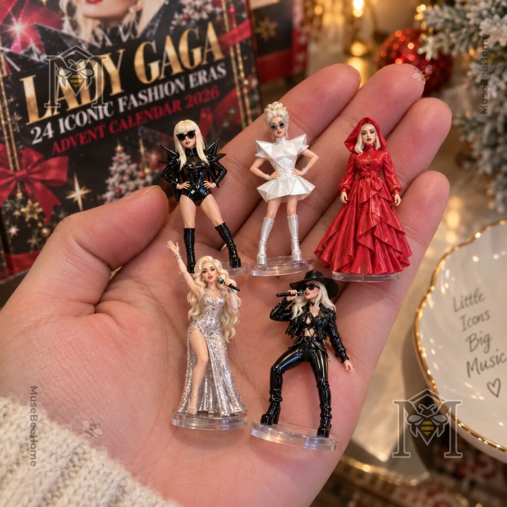 Lady Gaga Advent Calendar 24 Iconic Fashion Eras 2026 - display view with illustrated fashion eras
