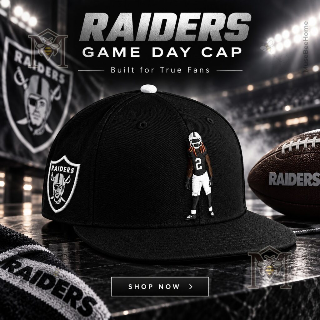 Las Vegas Raiders Ashton Jeanty Number 2 Game Day Cap – Front view Las Vegas Raiders Ashton Jeanty Number 2 Game Day Cap - front view