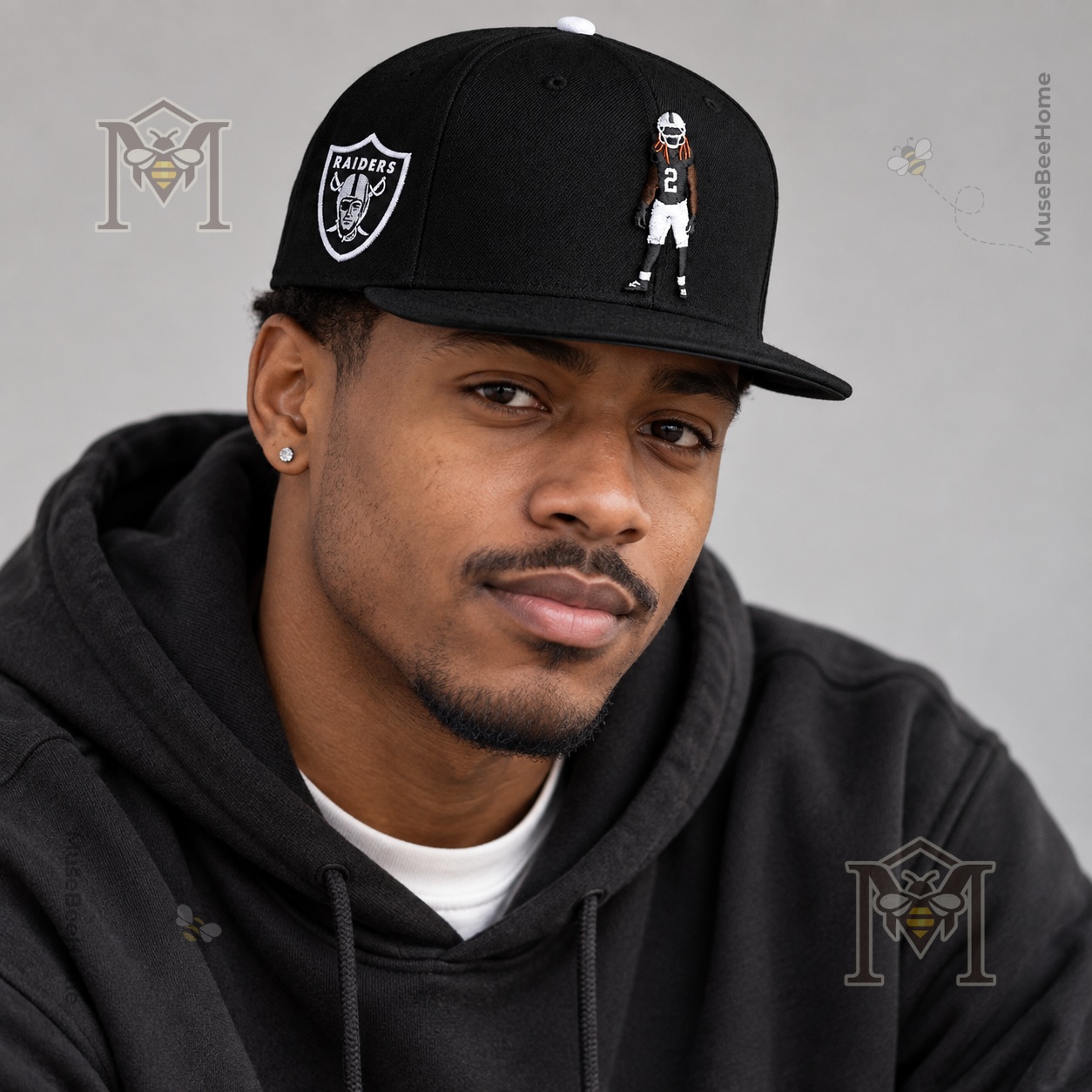 Las Vegas Raiders Ashton Jeanty Number 2 Game Day Cap - player graphic close-up