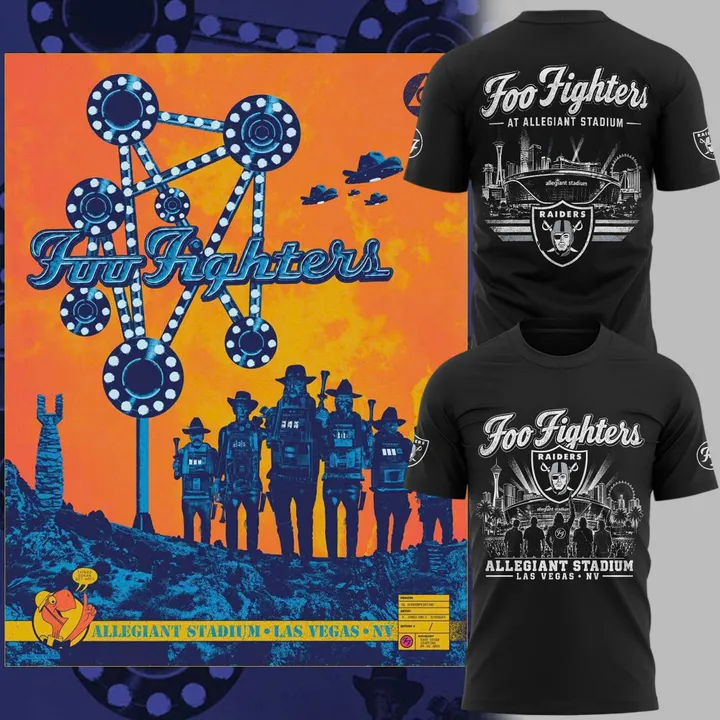 Las Vegas Raiders Foo Fighters T-Shirt - front and back views
