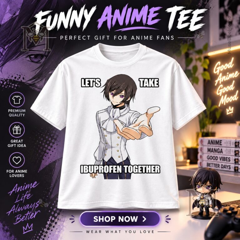Lelouch Code Geass T-shirt front view with character illustration and slogan