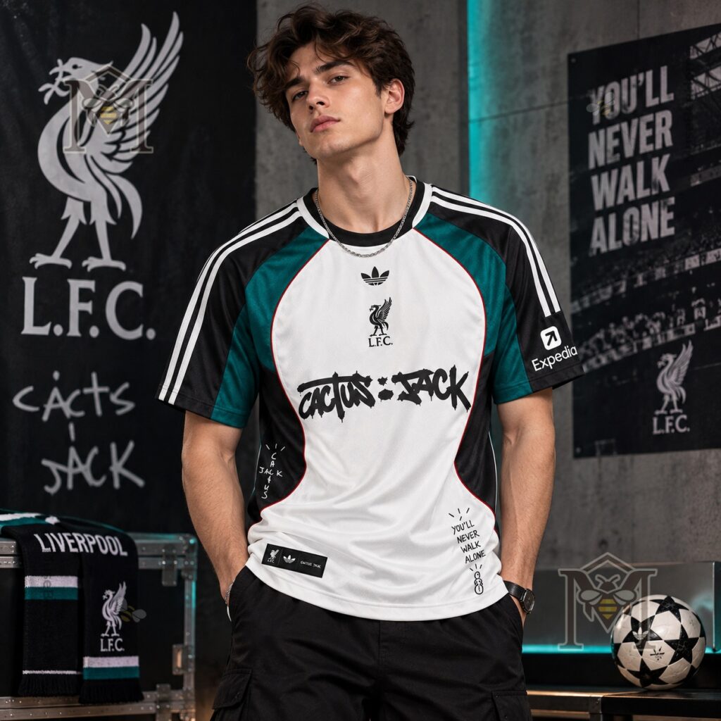 Liverpool Football Club Cactus Jack Retro Soccer Jersey - Cactus Jack chest graphic