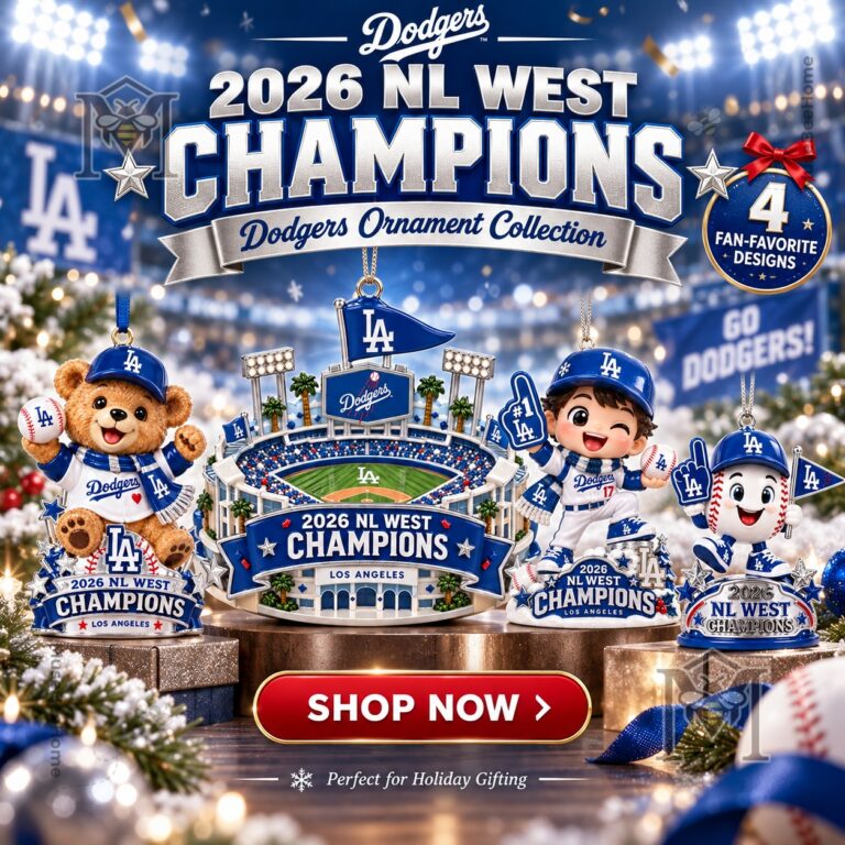 Los Angeles Dodgers 2026 NL West Champions Christmas Ornament - collection display with four designs