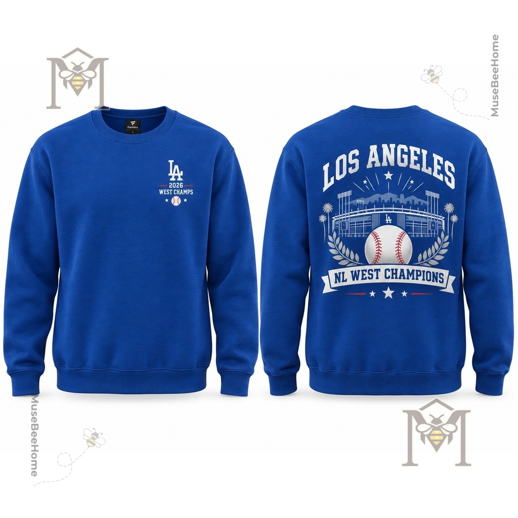 Los Angeles Dodgers 2026 NL West Champions Crewneck Sweater - photo 3