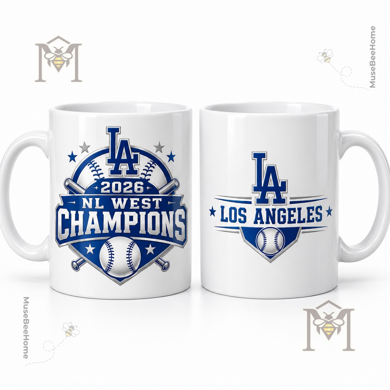 Los Angeles Dodgers 2026 NL West Champions Mug - championship graphic close-up