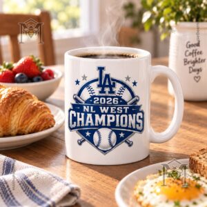 Los Angeles Dodgers 2026 NL West Champions Mug - reverse baseball emblem