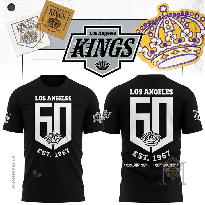 Los Angeles Kings 60th Anniversary T-Shirt - front and back views with shield graphics