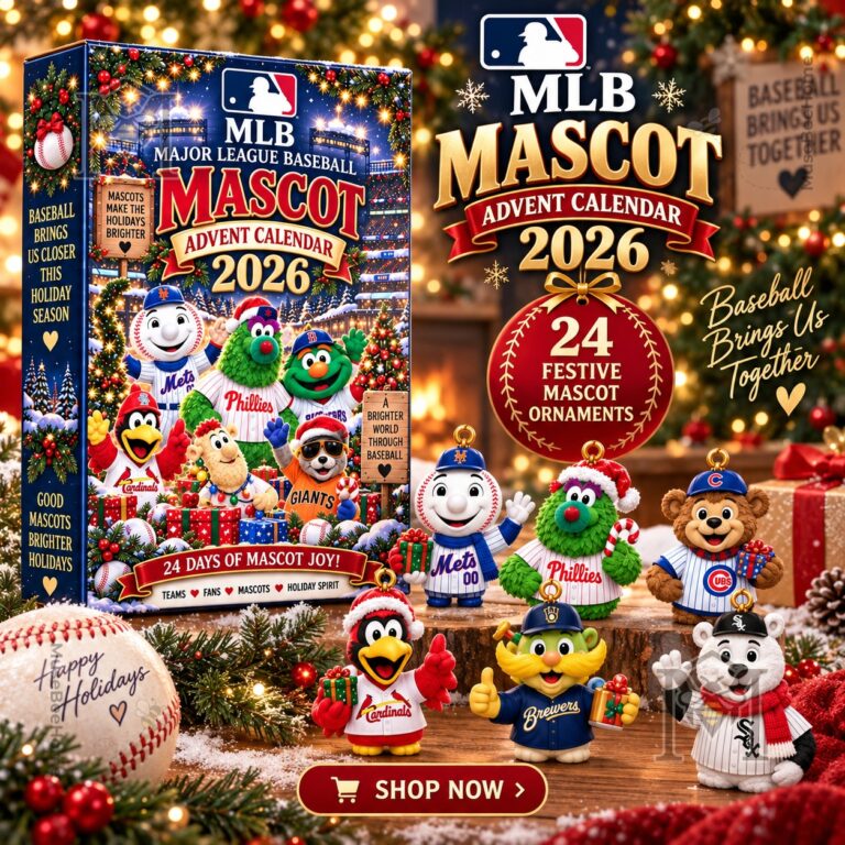 Major League Baseball 2026 Mascot Advent Calendar - front view with mascot ornament display