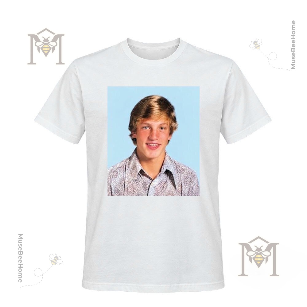 Matthew McConaughey High School Photo T-Shirt – Front view with centered portrait Matthew McConaughey High School Photo T-Shirt - front view with centered portrait print