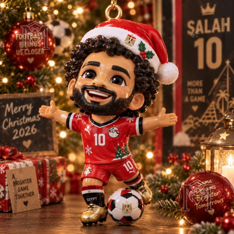 Mohamed Salah Christmas 2026 Egypt Number 10 Ornament - front view with football