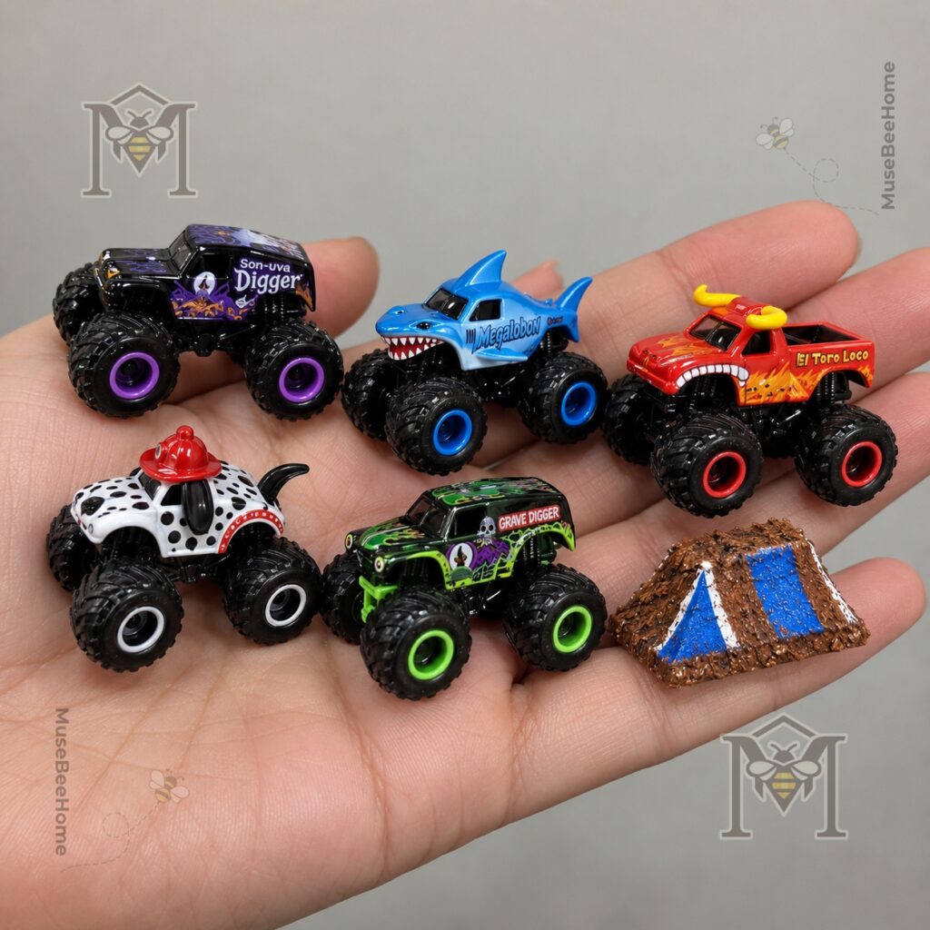 Monster Jam 2026 Advent Calendar - display featuring multiple monster truck designs