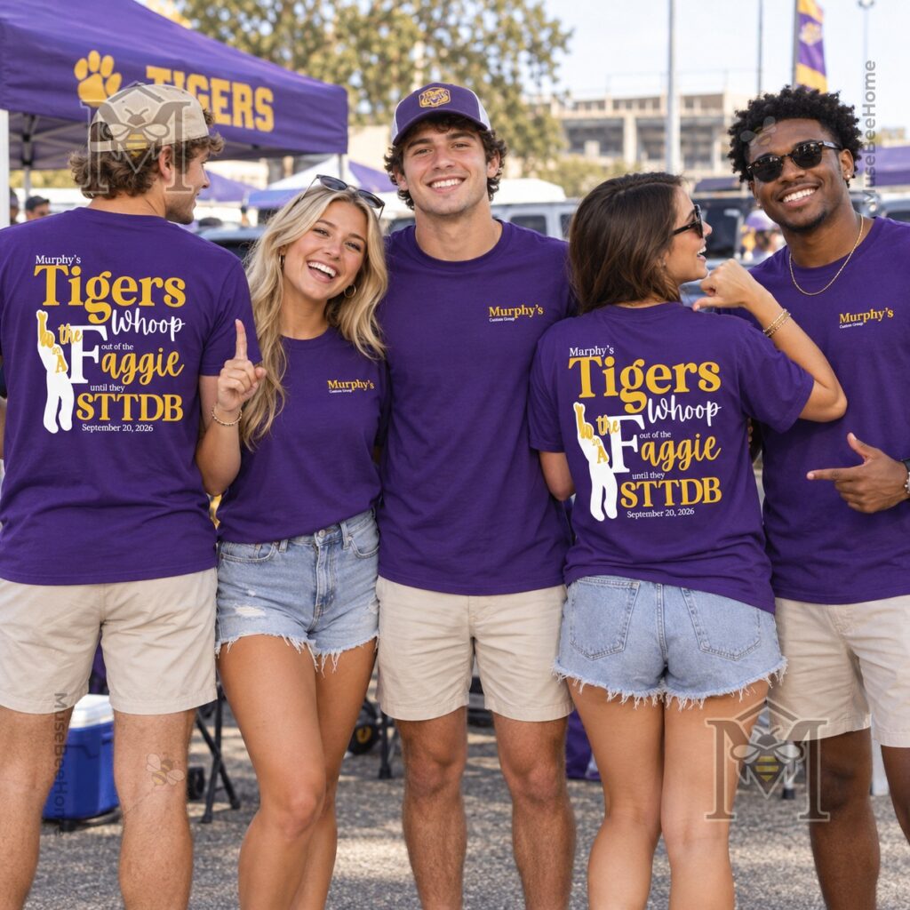 Murphys Bar LSU Shirt 2026 Murphy’s Tigers Whoop The Aggie STTDB T-Shirt – Photo 1 Louisiana State University Tigers T-shirt back design shown on group of people