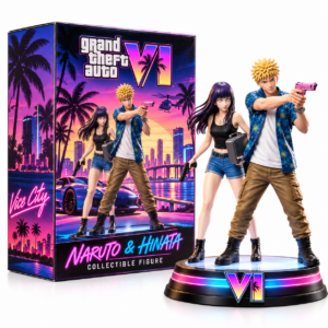 Naruto and Hinata Grand Theft Auto VI Vice City Crossover Figure - detailed character view