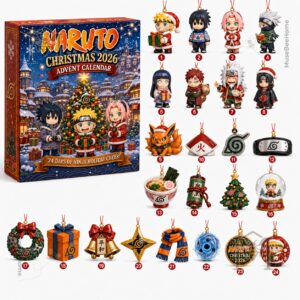 Naruto Christmas 2026 Advent Calendar - festive front artwork with Naruto characters