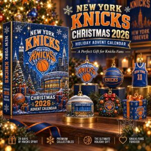 New York Knicks Christmas 2026 Advent Calendar - front box with collectible ornament display